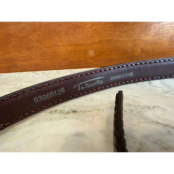 Vintage Talbots Croc Embossed Western Leather Belt Brown M - Picture 5 of 5